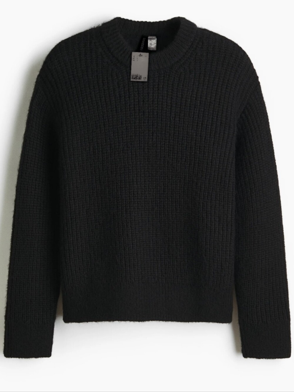 H&M Divided Men’s Loose-Fit Rib-Knit Alpaca Blend Sweater, Black, Sz L NWT